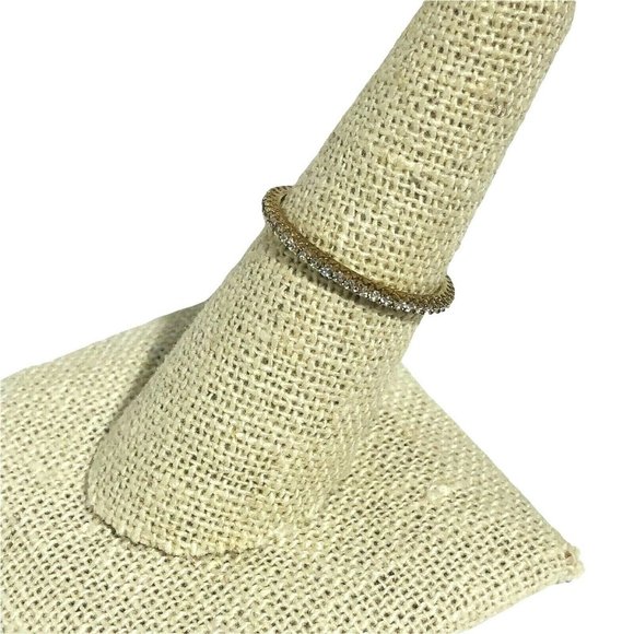 New Pave CZ Women's 7 1/4  All Around Eternity Vermeil Sterling Silver Band Ring - Picture 3 of 5